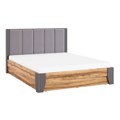 Кровать Моника 02.2 с мягкой спинкой с ПМ (1600х2000) (Авелано/Графит), ALICIA