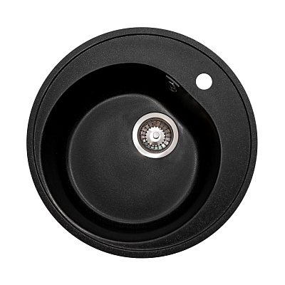 Мойка GranAlliance G-10 (500*180), круглая с сифоном 3 1/2 (черный)